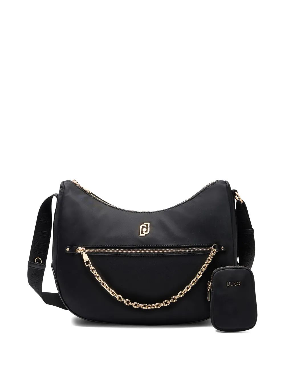 Liu •jo Chain Detail Shoulder Bag With Zip Pocket In Black