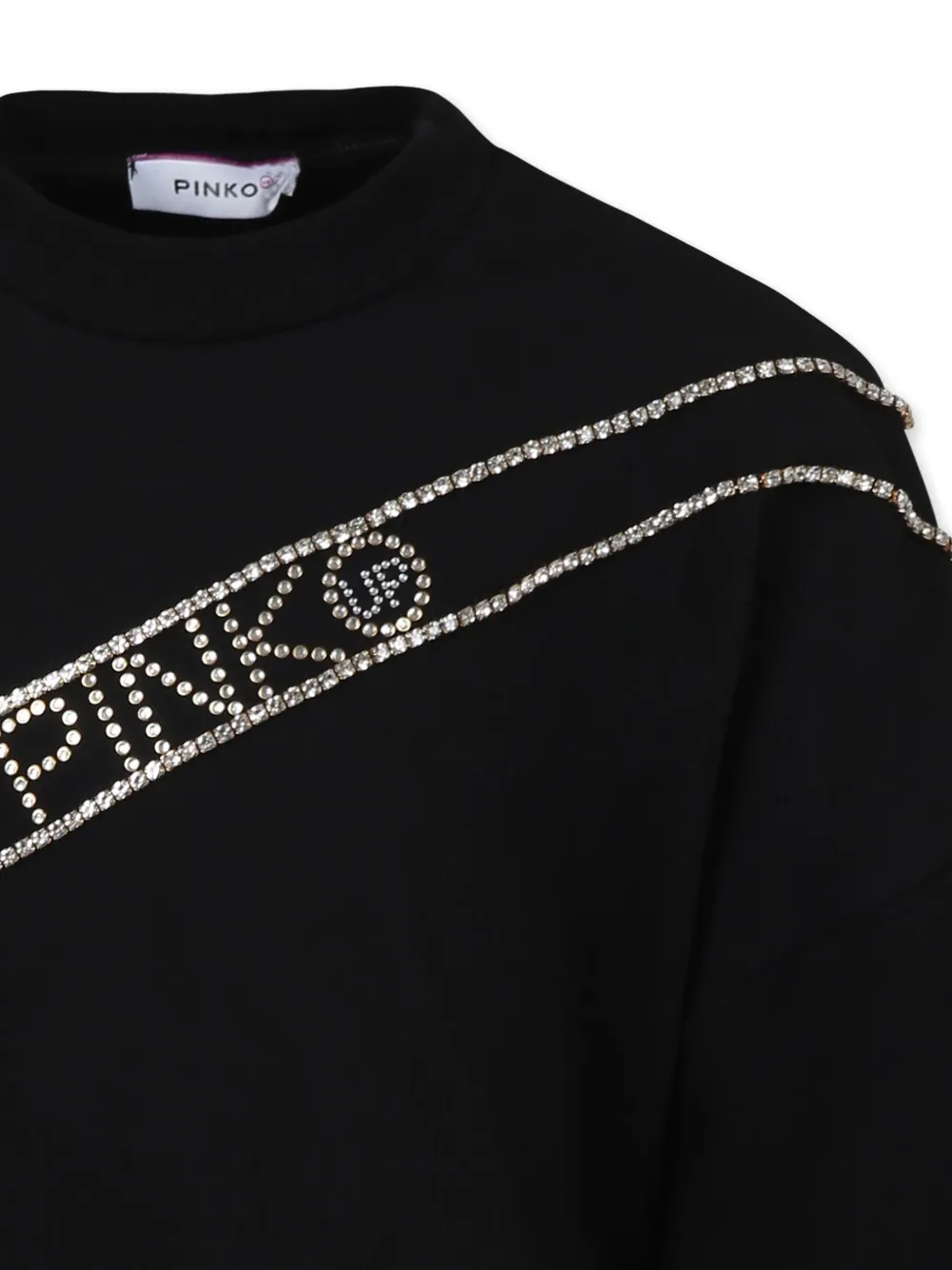 Pinko Kids Jurk met logo van stras Zwart