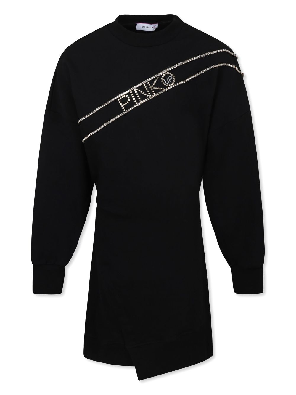 Pinko Kids rhinestone-logo dress - Black