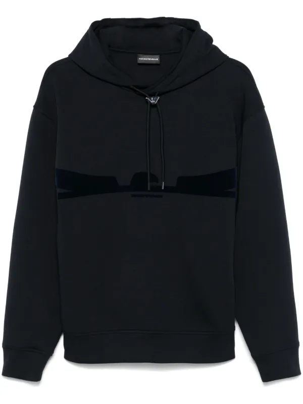 【EMPORIO ARMANI】 ★ Men's Flock Logo Hoodie ★ Gray Emporio Armani flocked-logo Hoodie | Blue | FARFETCH