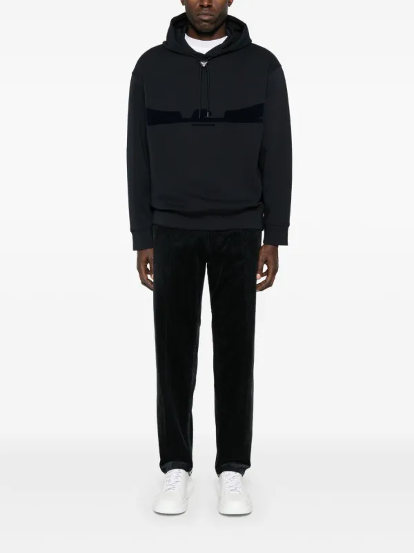 【EMPORIO ARMANI】 ★ Men's Flock Logo Hoodie ★ Gray Emporio Armani flocked-logo Hoodie | Blue | FARFETCH