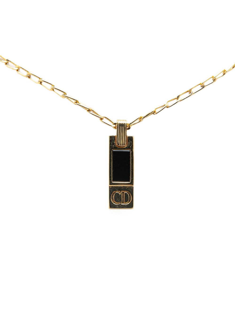 Christian Dior Pre-Owned 20th Century Gold Plated CD Logo Plate Pendant costume necklace