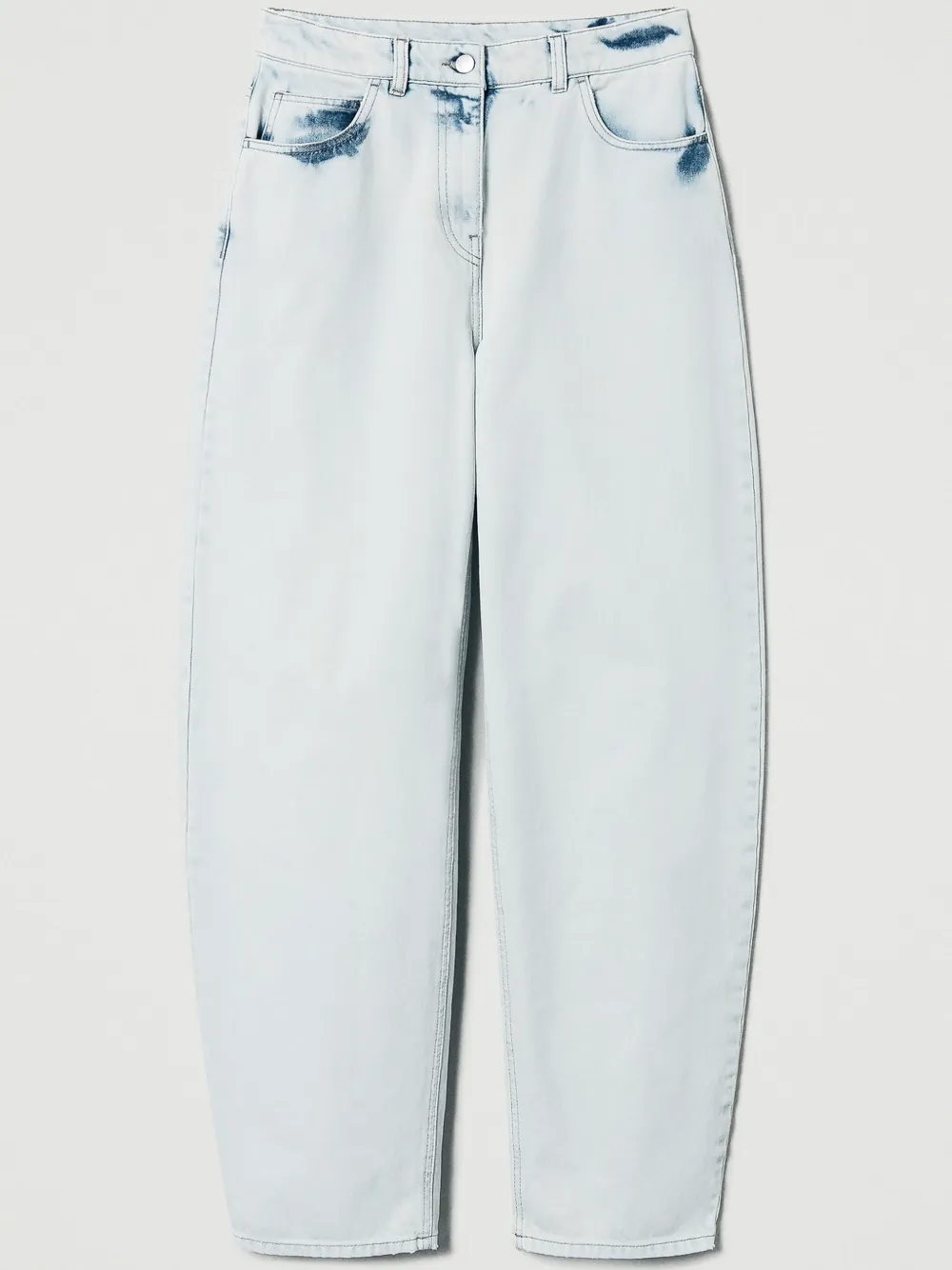 Twinset Mid-rise Barrel Jeans In Blue