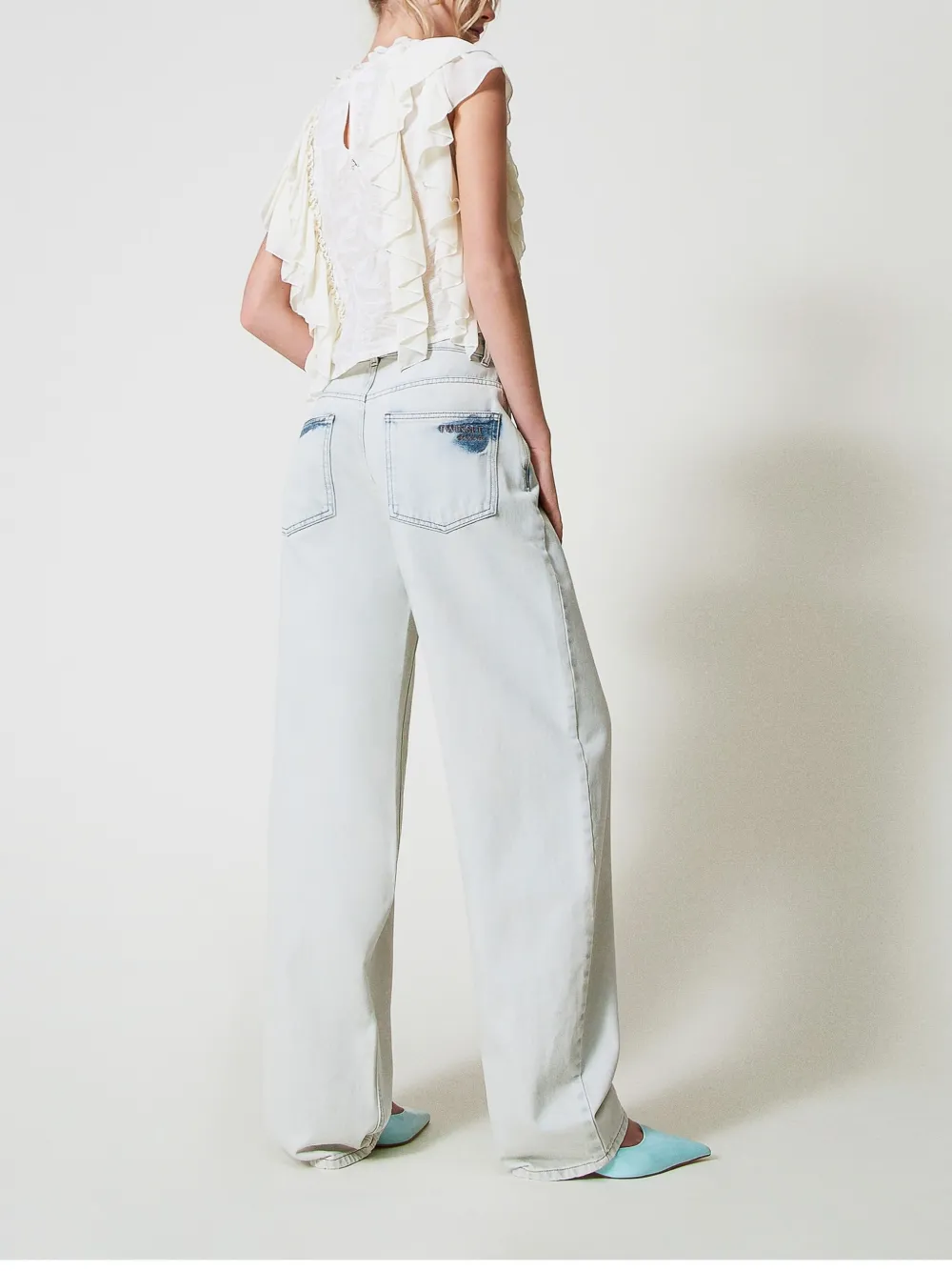 TWINSET Mid waist barrel jeans Blauw