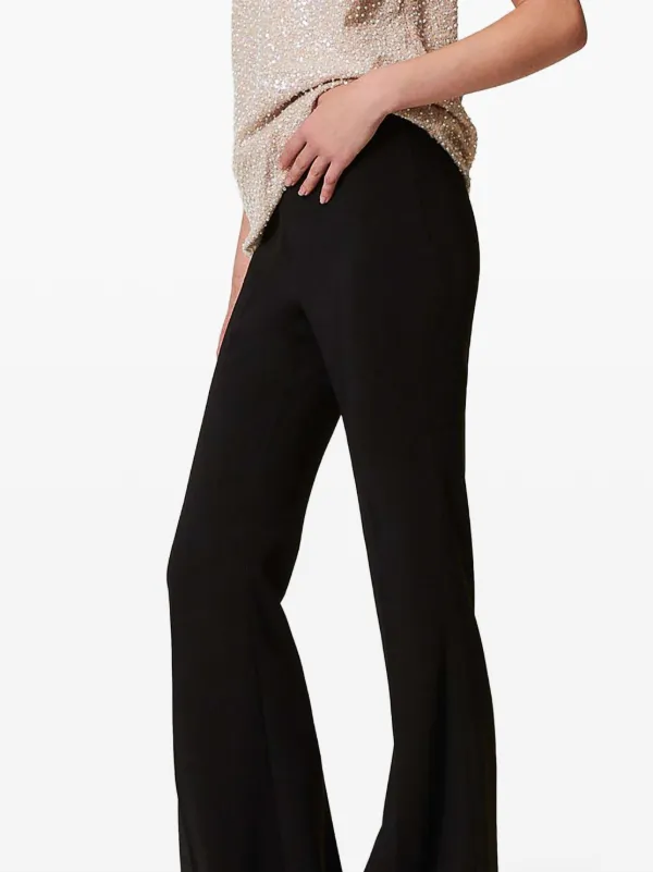 TWINSET Crêpe Flared Trousers | Black | FARFETCH