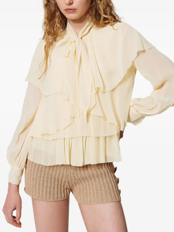 TWINSET flounce-design Blouse | Neutrals | FARFETCH