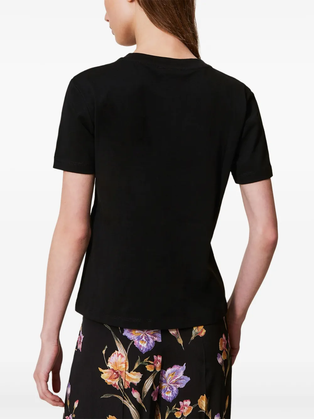 TWINSET T-shirt met Oval T-borduurwerk Zwart