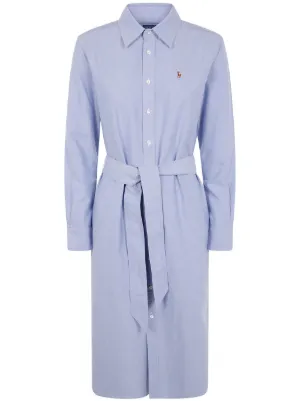 belted knit oxford polo dress Ralph Lauren Striped Midi | Blue 854WHT