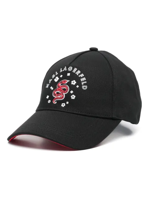 Karl Lagerfeld gorra con aplique de serpiente