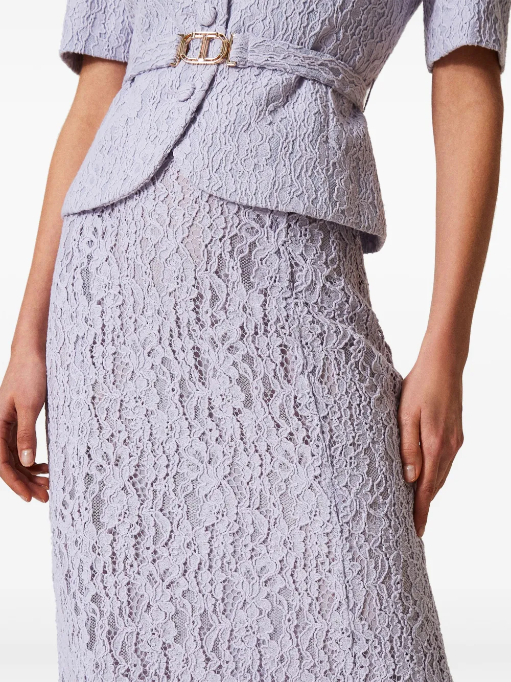 TWINSET Rok met bloemenkant Paars