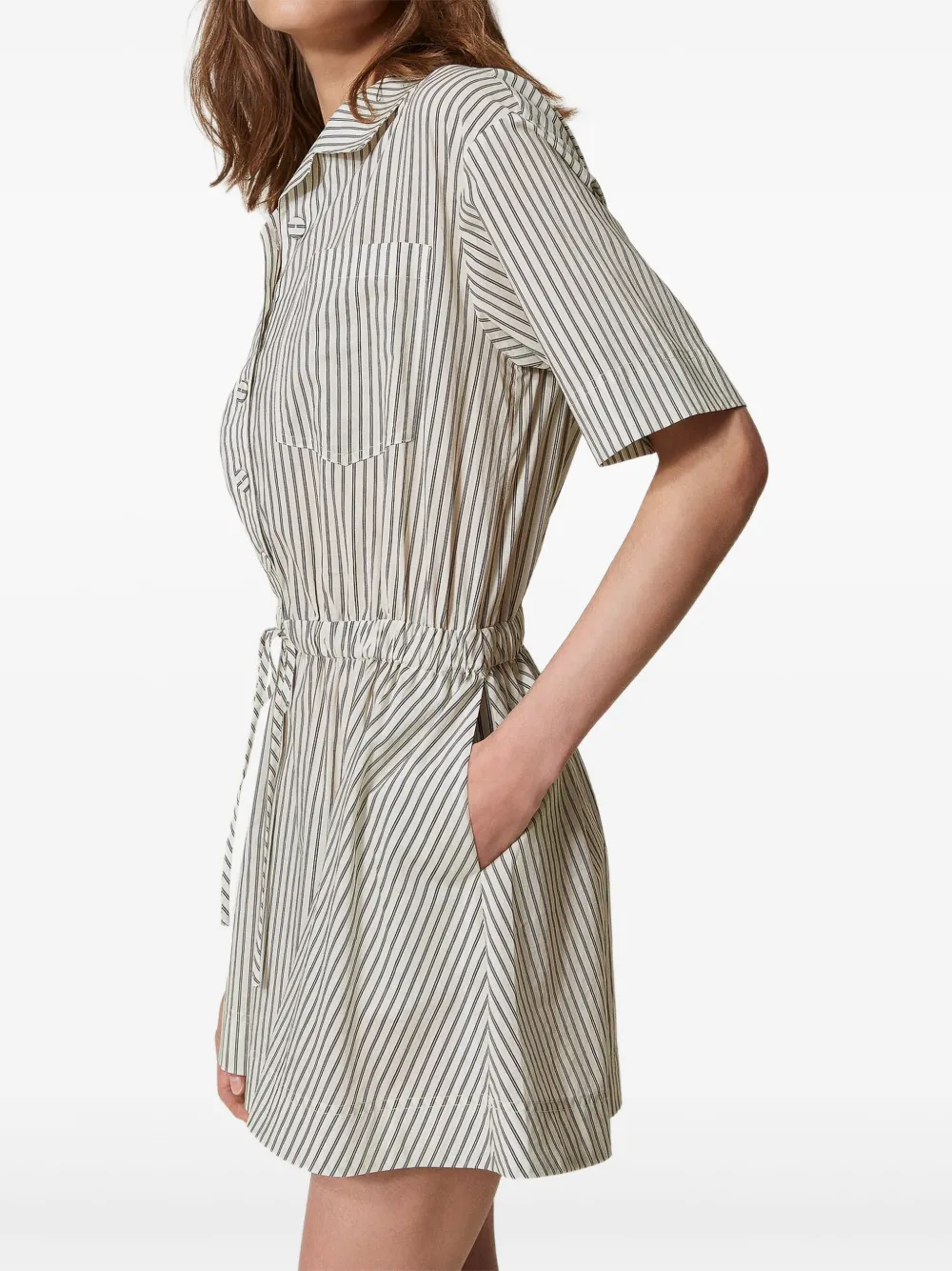 TWINSET striped short-sleeve dress - Zwart