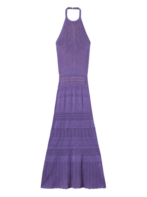 TWINSET vestido de tejido calado con cuello halter