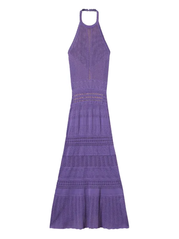 TWINSET pointelle-knit Halterneck Midi Dress | Purple | FARFETCH ID