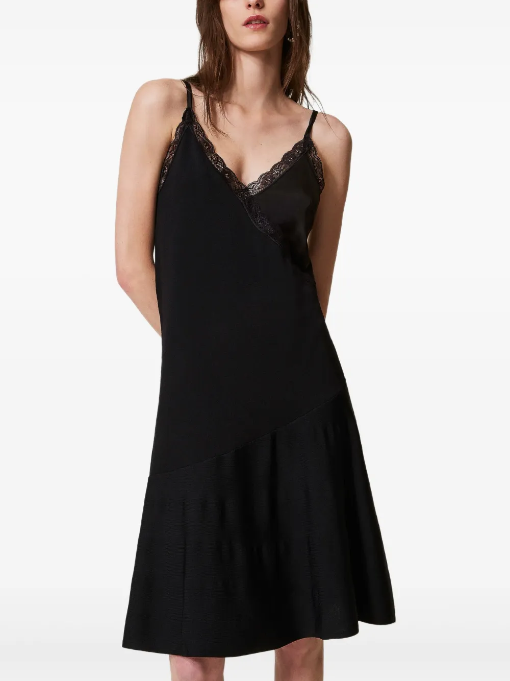 TWINSET Jurk met kanten afwerking - Zwart