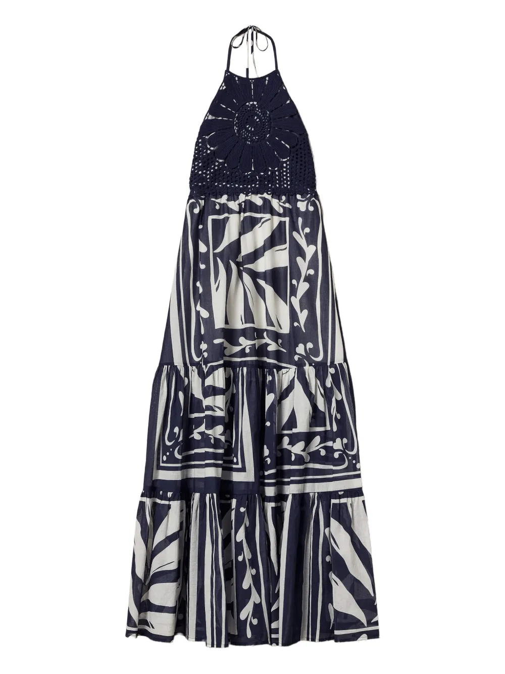 TWINSET embroidered halterneck maxi dress Blauw