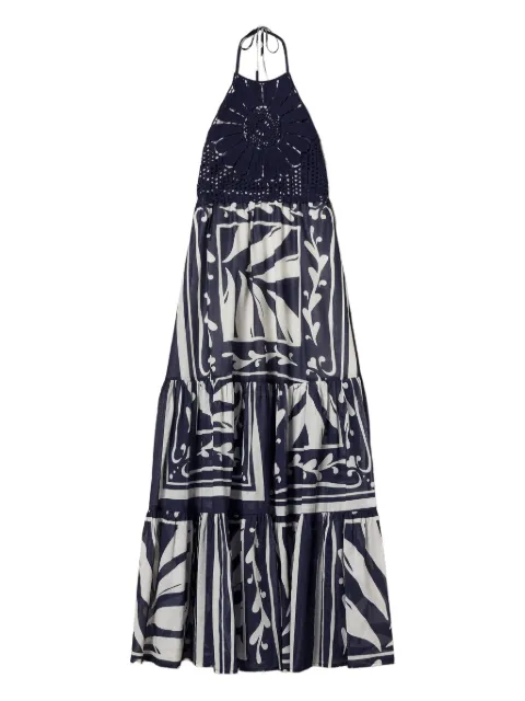 TWINSET vestido largo bordado con cuello halter