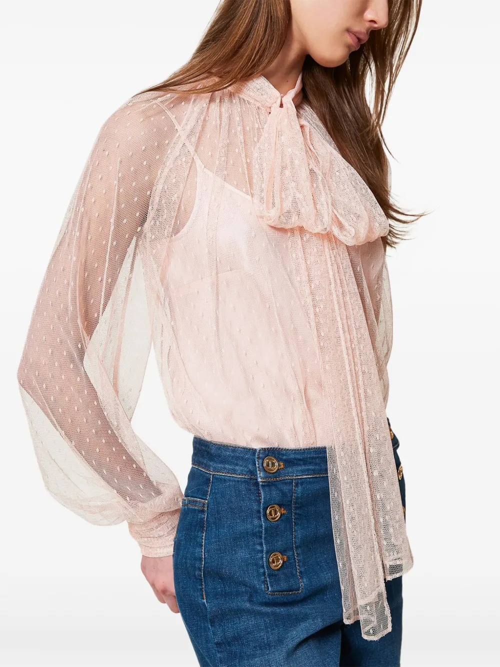 Shop Twinset Tulle Blouse In Pink