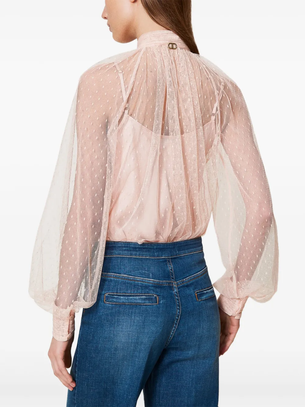 Shop Twinset Tulle Blouse In Pink
