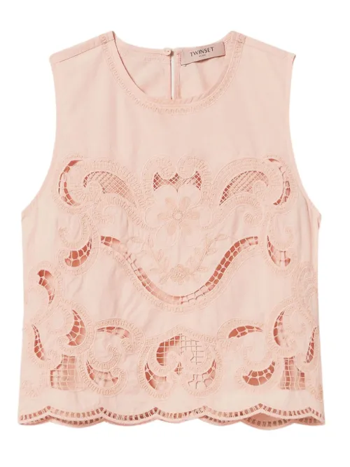 Haut sans manches à broderies anglaise - TWINSET - Modalova
