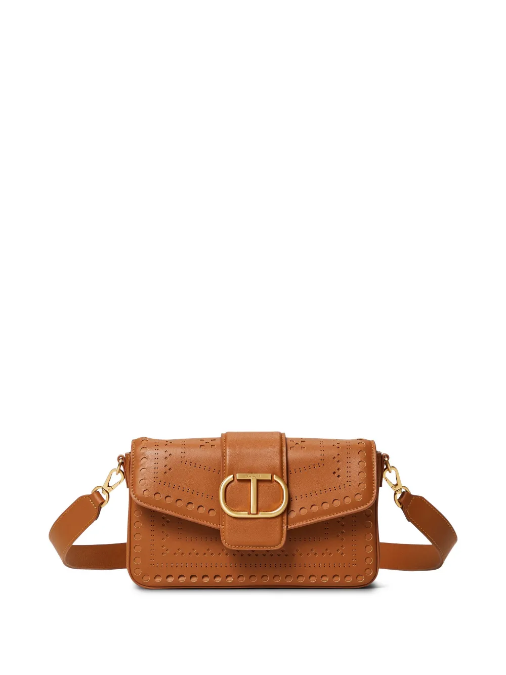 TWINSET Borsa a spalla Oval T in pelle - Marrone