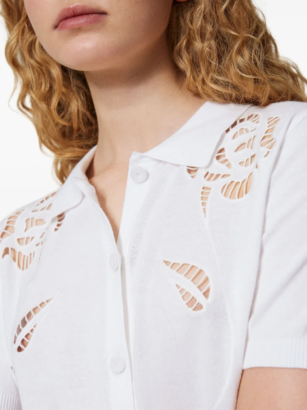 Shop Twinset Broderie-anglaise Short-sleeve Shirt In White