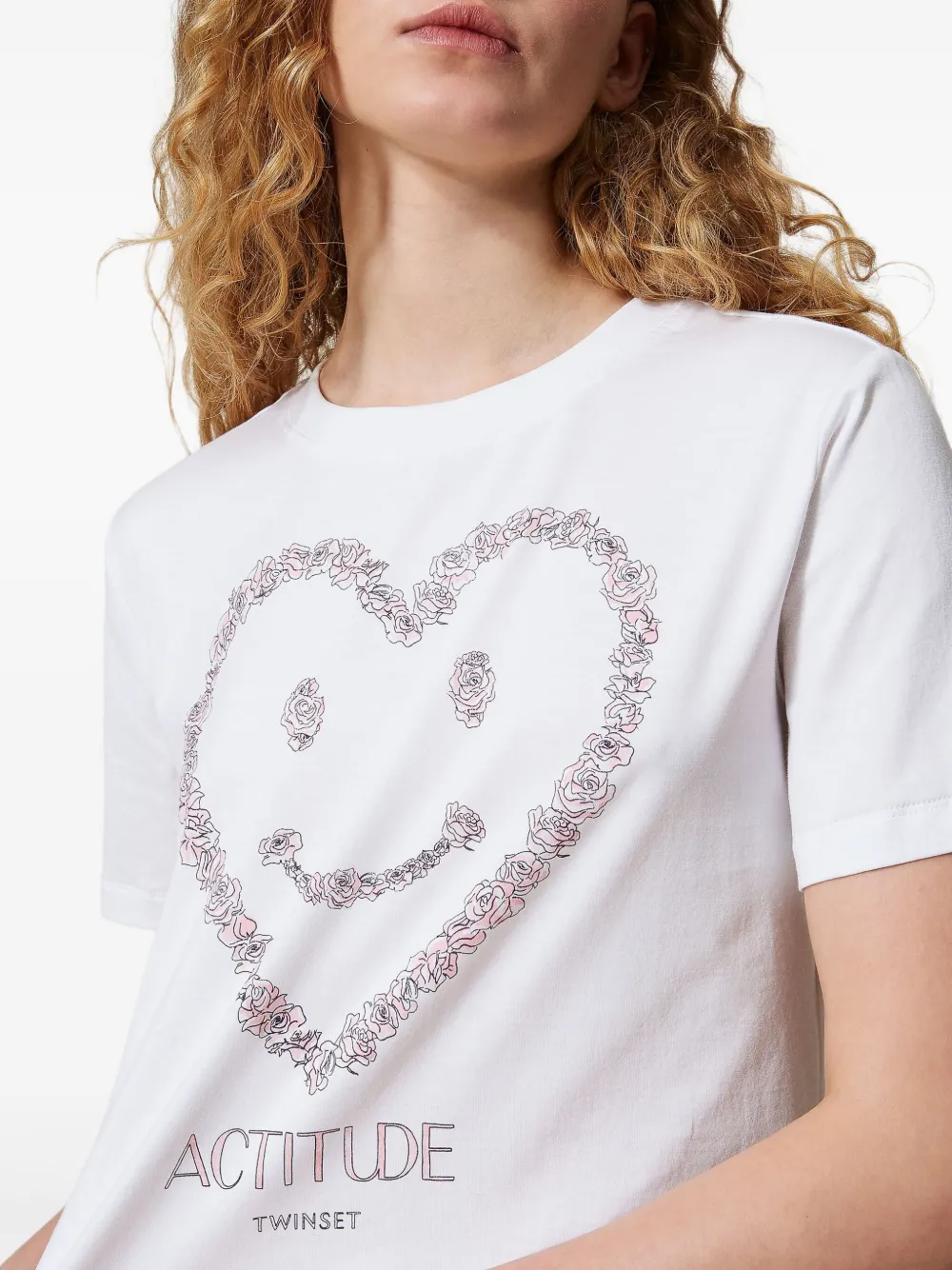 TWINSET T-shirt met smiley hart Wit