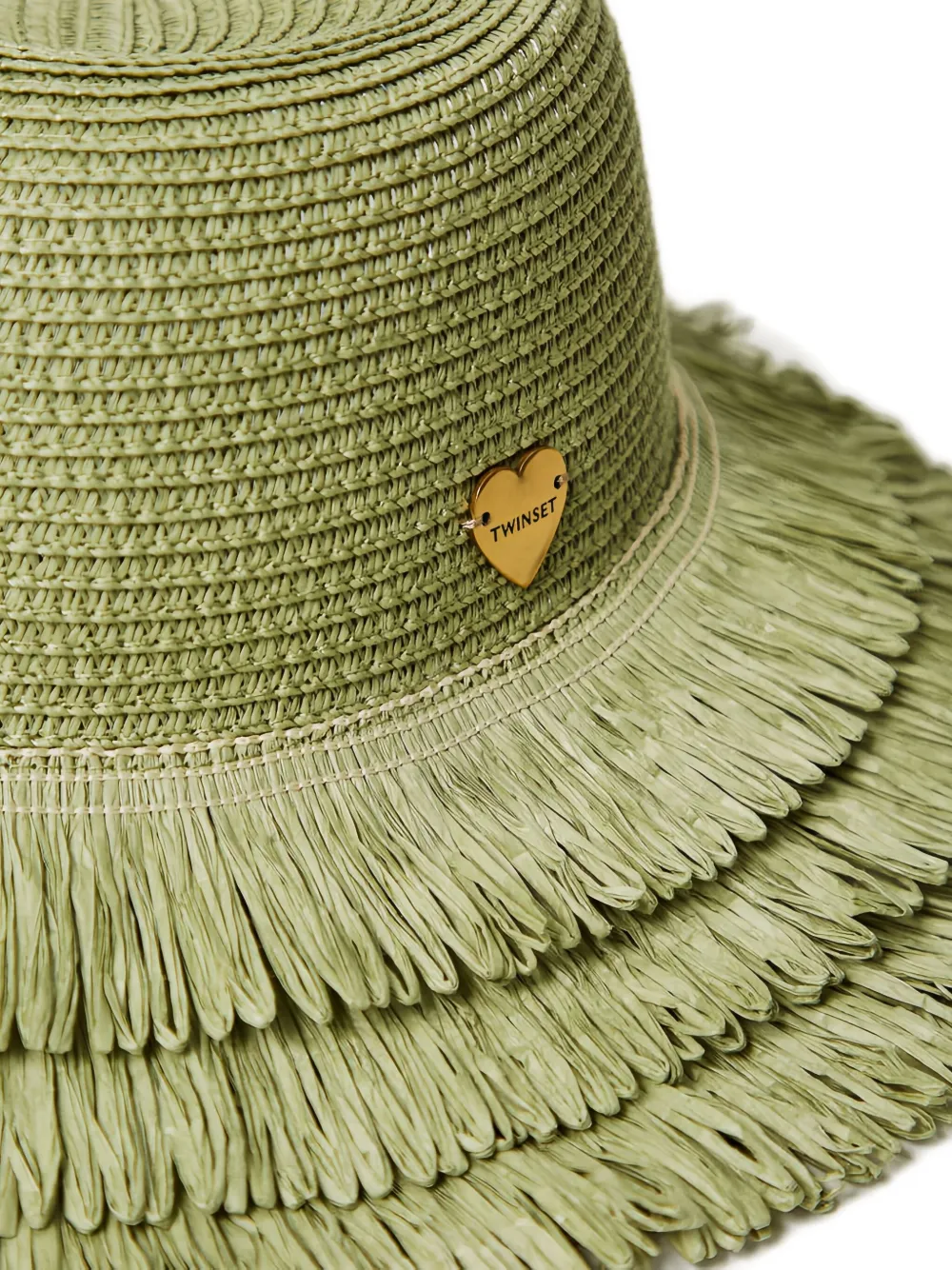 TWINSET Geweven hoed met franje Groen