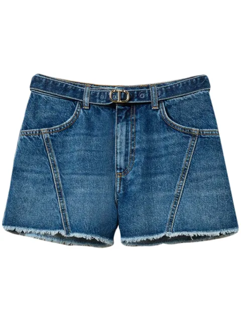 TWINSET Oval T belted denim shorts