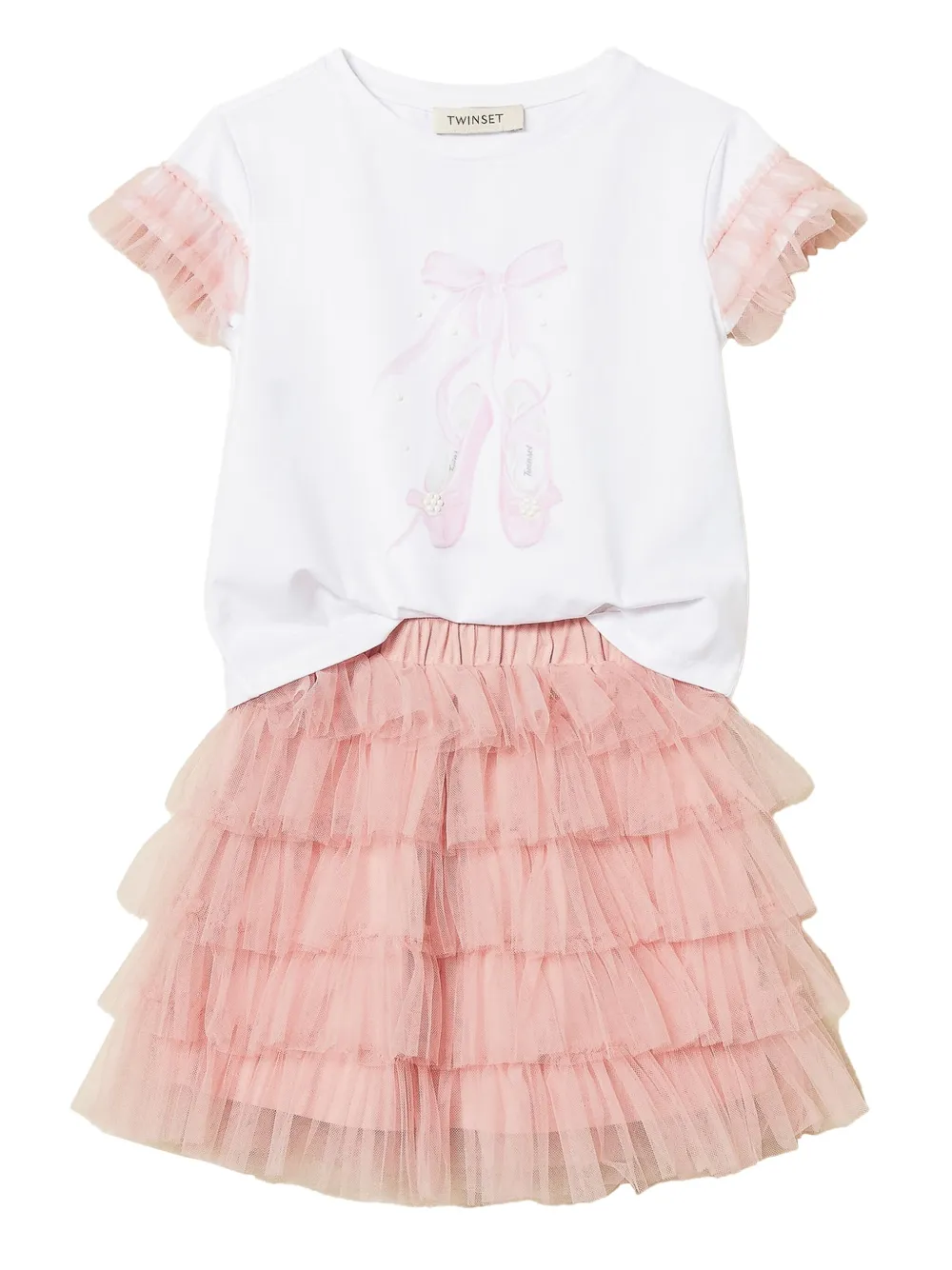 TWINSET Kids Tulen rok met ruches Wit