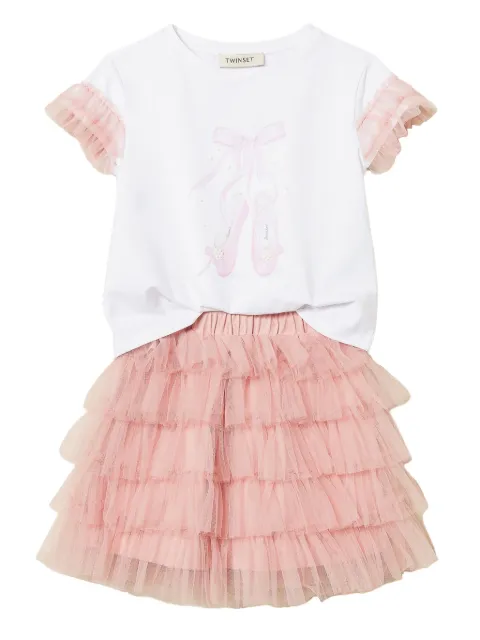TWINSET Kids set de falda de tul con volantes