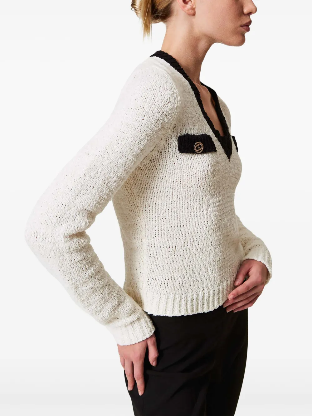 TWINSET Oval T trui met knoopdetail Beige