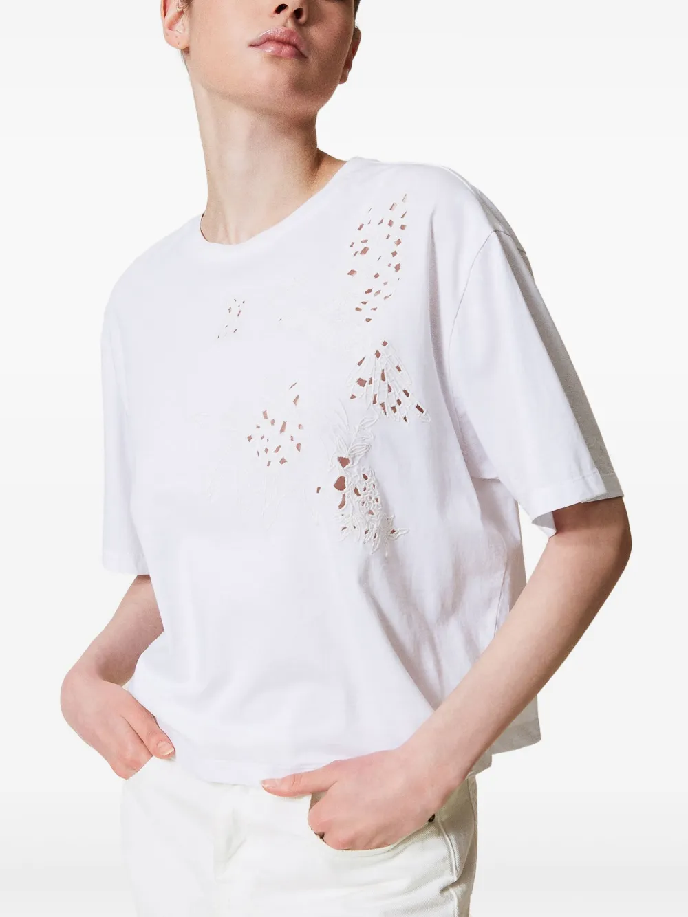 TWINSET T-shirt met borduurwerk Wit
