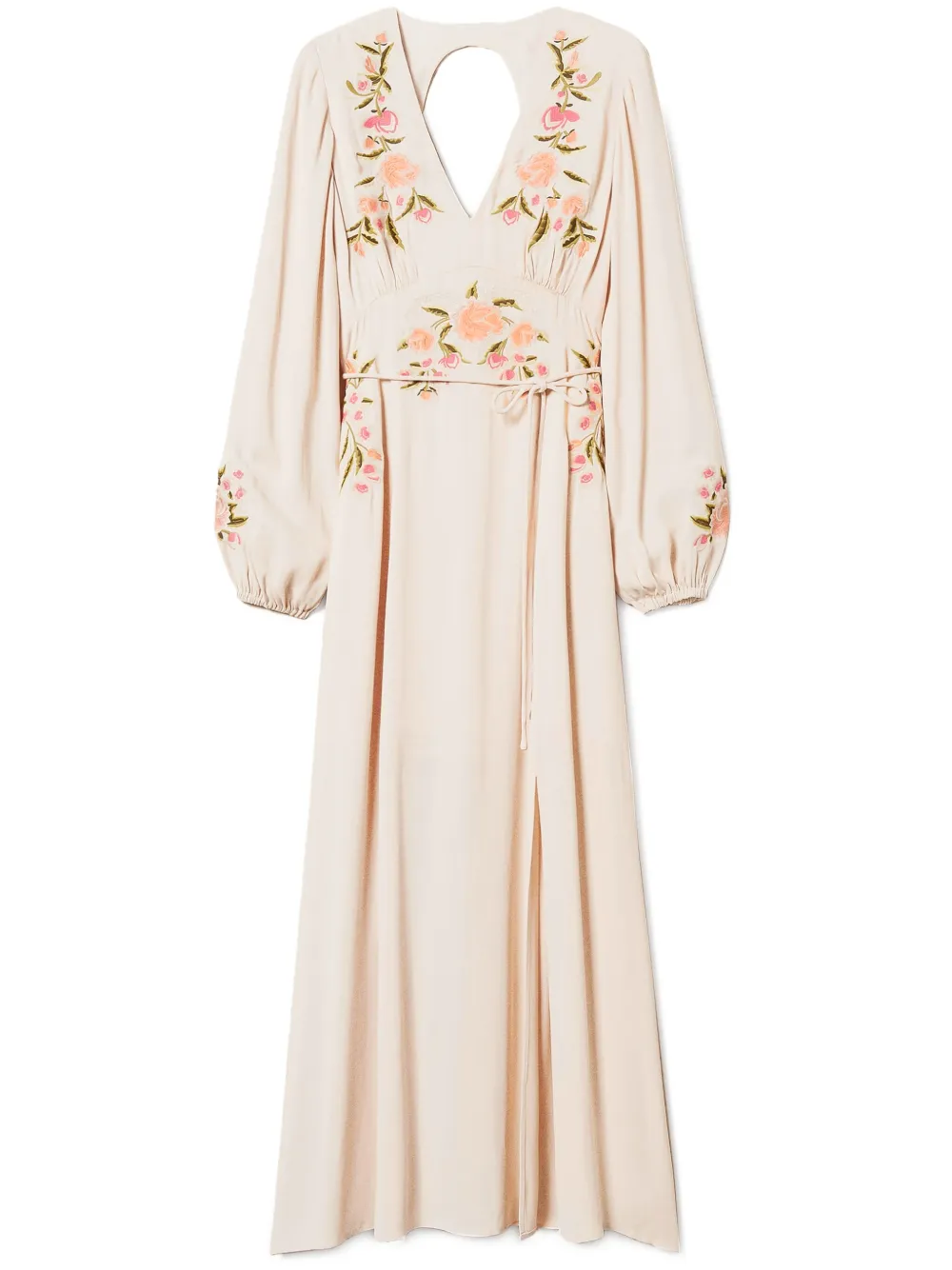 TWINSET FLORAL-EMBROIDERY MAXI DRESS