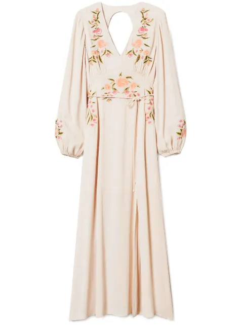 TWINSET robe longue à fleurs brodées