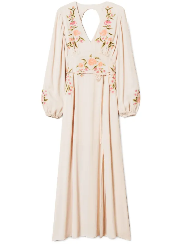 TWINSET floral-embroidery Maxi Dress | Neutrals | FARFETCH UZ