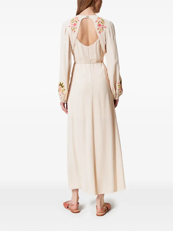 TWINSET Robe Longue à Fleurs Brodées | Tons Neutres | FARFETCH FR