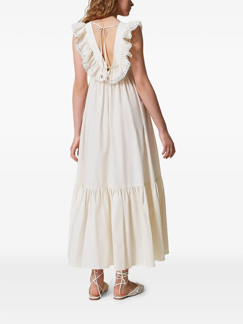 TWINSET Popeline jurk met gehaakt detail Wit