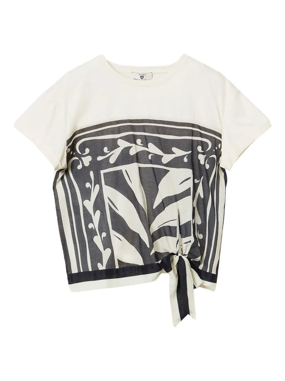 TWINSET Top met gestrikte voorkant en grafische print Wit