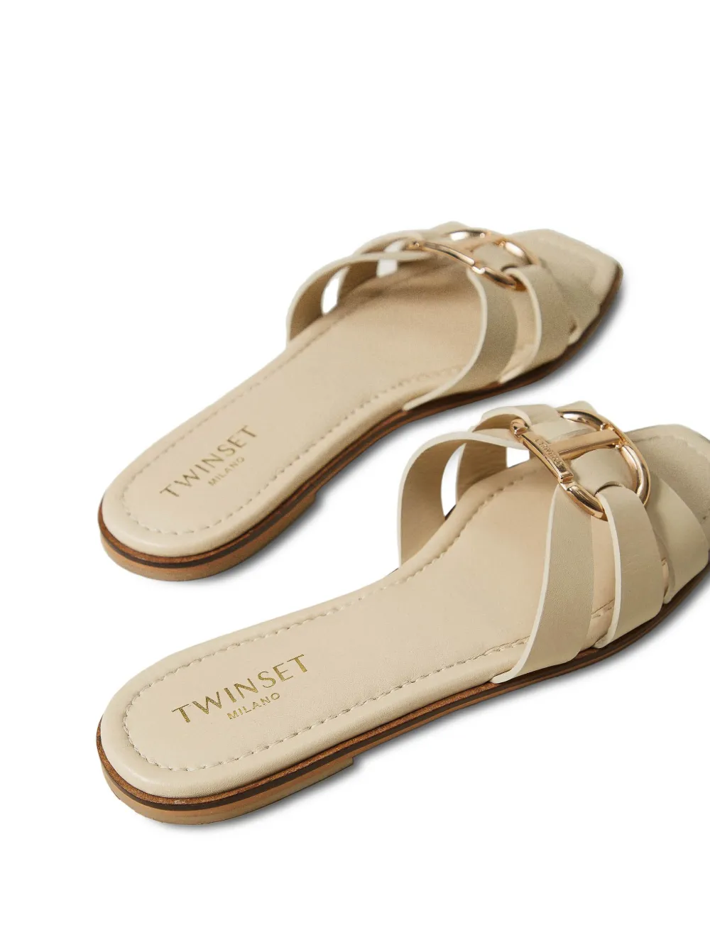 TWINSET LOGO-BUCKLE SLIDES