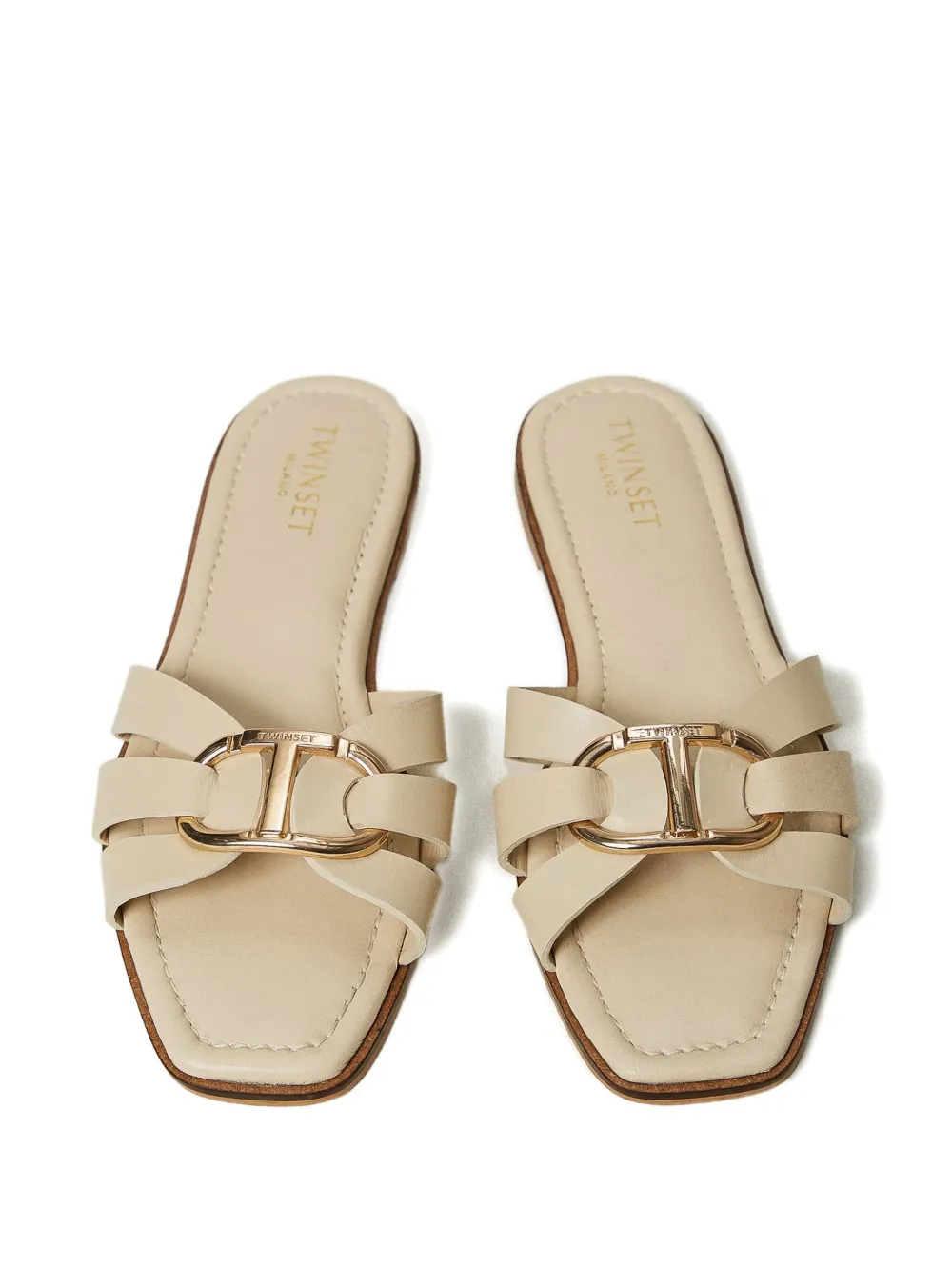 TWINSET LOGO-BUCKLE SLIDES