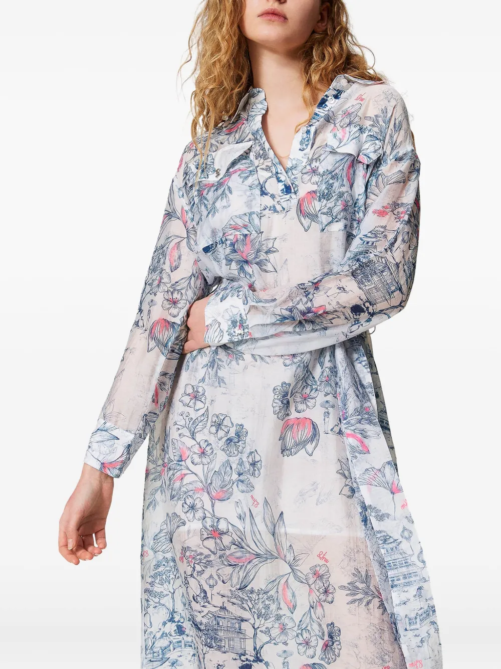 TWINSET Shirtjurk met bloemenprint Wit