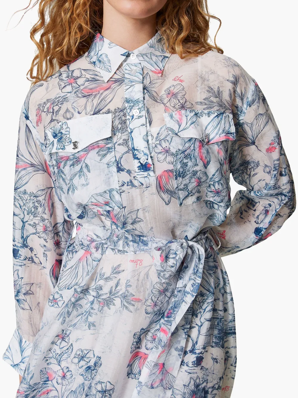 TWINSET Shirtjurk met bloemenprint Wit