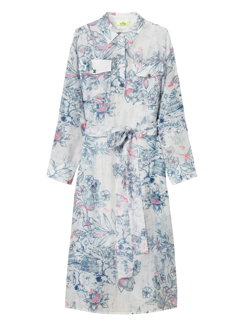 floral-print shirt dress