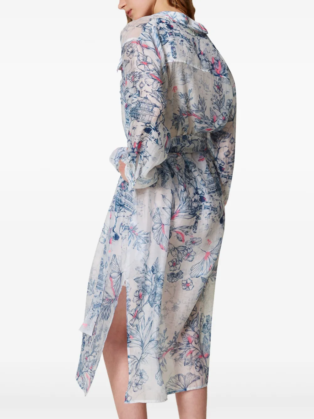 floral-print shirt dress