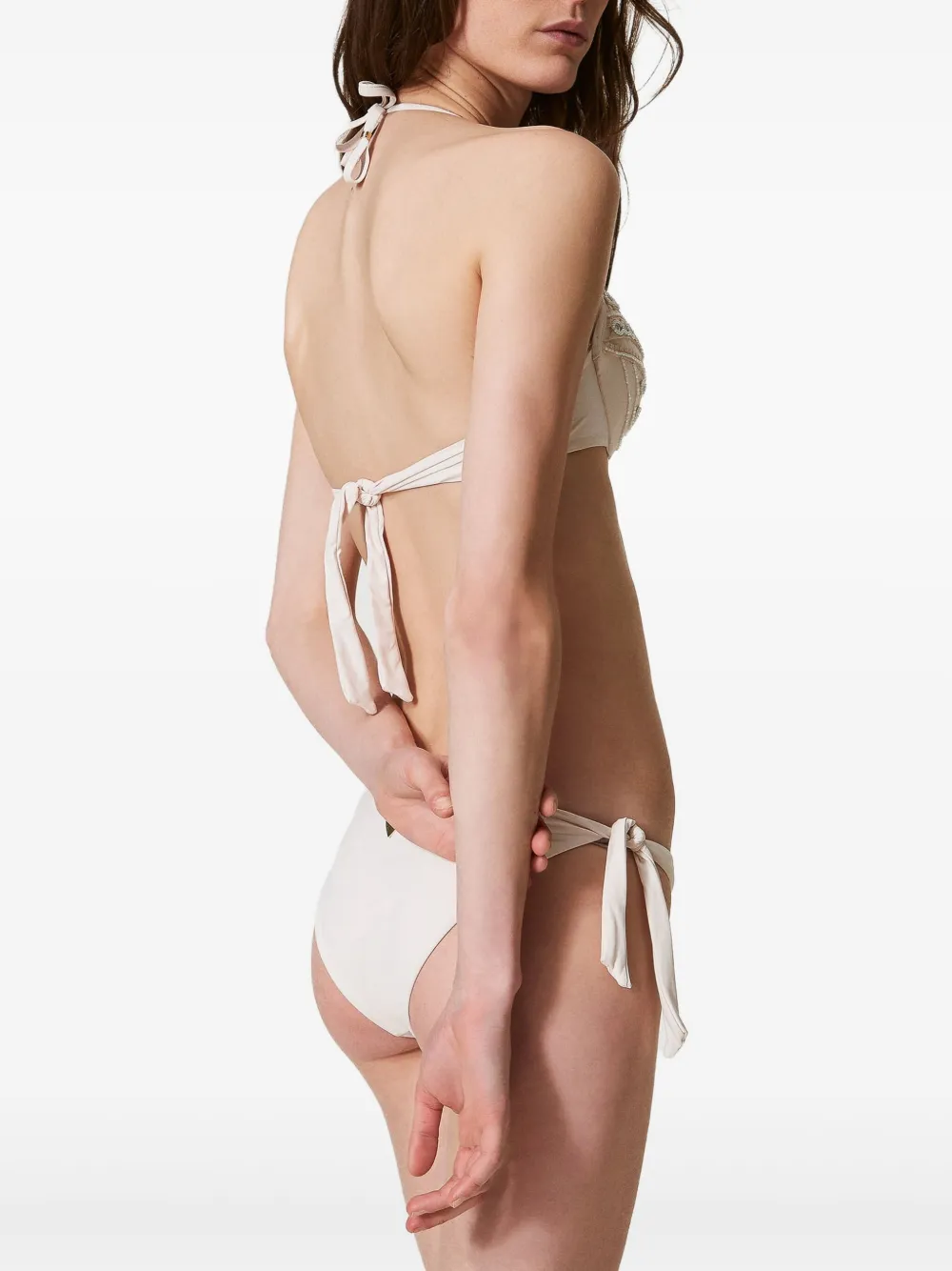 TWINSET Bikinislip met gestrikte zijkanten Beige