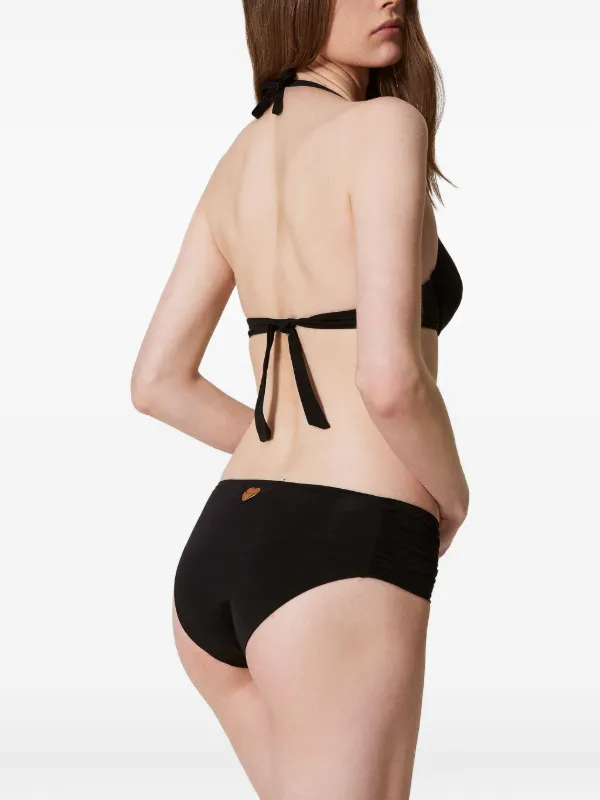 TWINSET ruched-side Bikini Briefs | Black | FARFETCH RO