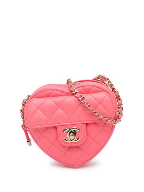 HOT SALE CHANEL 2021 Mini Lambskin CC in Love Heart crossbody bag Women