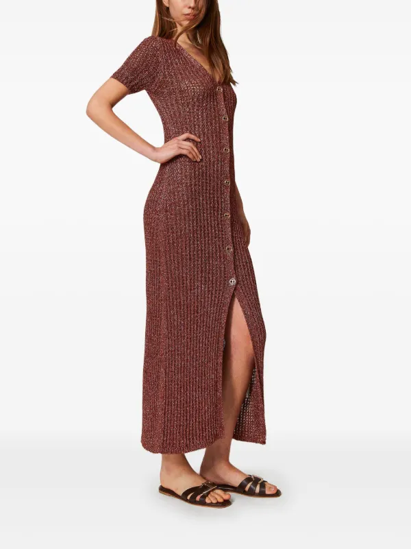 knitted brown dress Paneros Clothing Women's Sasha Keyhole in Espresso It is crafted from a blend of 30% acrylic Jessie Slim Fit Knitted Midi
