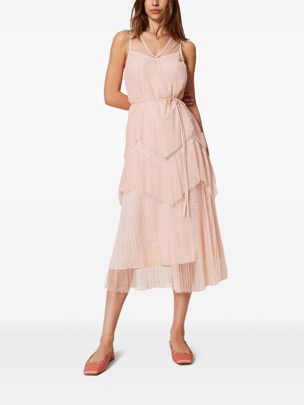 TWINSET pleated tulle dress - Roze