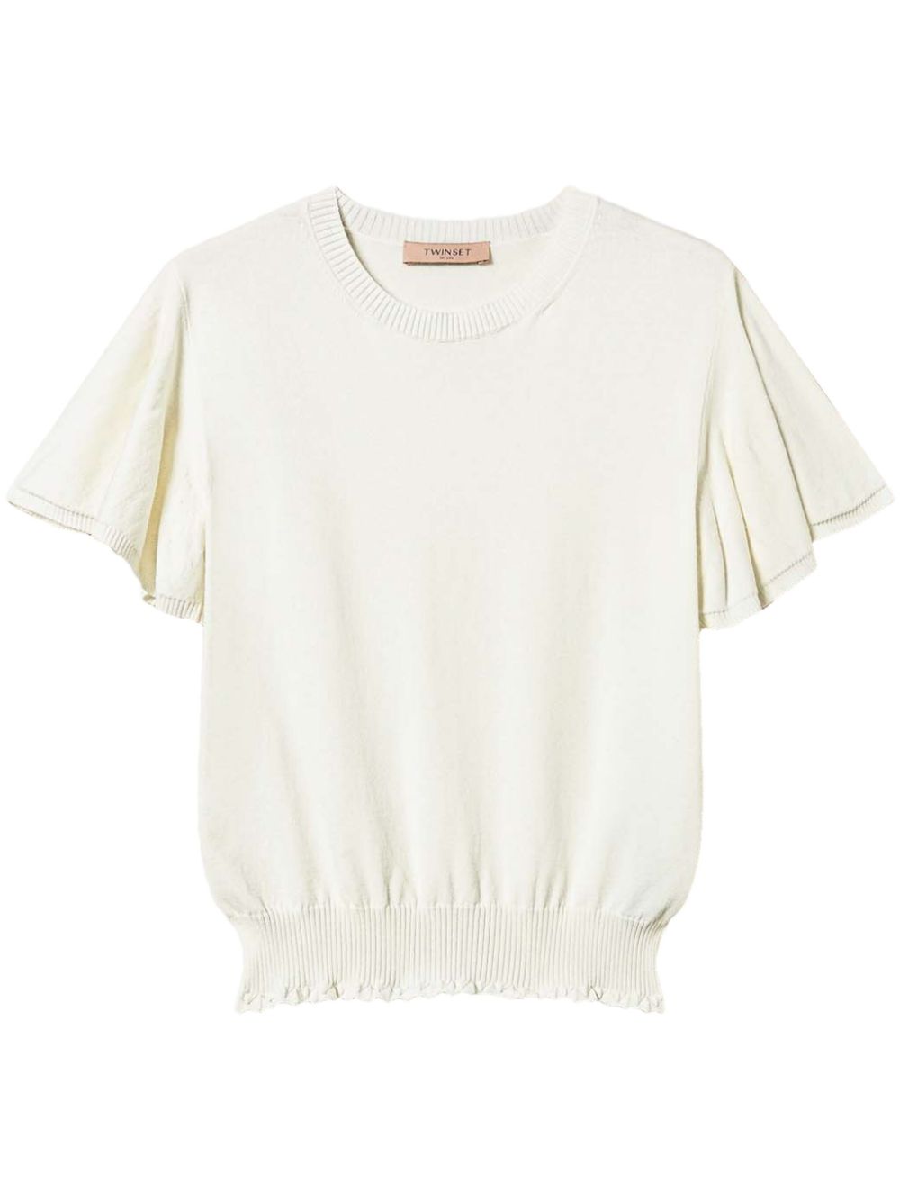 scalloped-hem knitted T-shirt